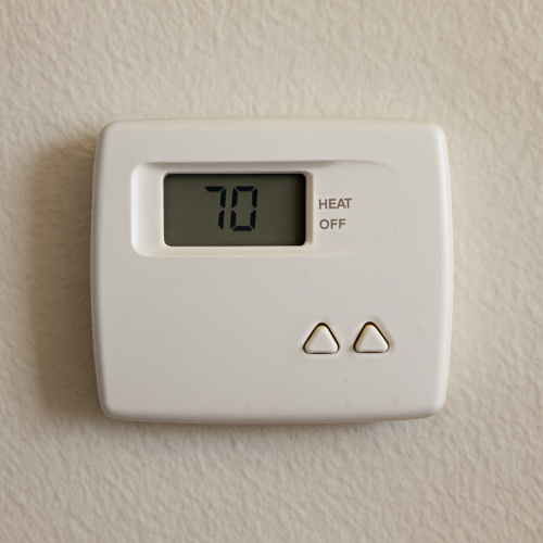 Wall-mounted thermostat inside a home