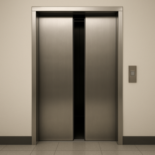 Elevator doors reopening in a building hallway