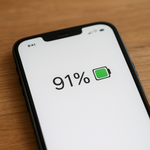 Smartphone screen showing battery percentage