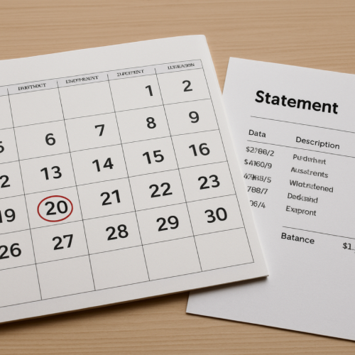 Calendar showing a monthly billing period