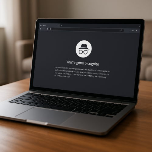 Laptop showing a web browser in incognito mode