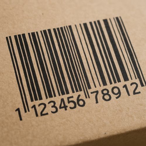 Close-up of a barcode with lines of different widths
