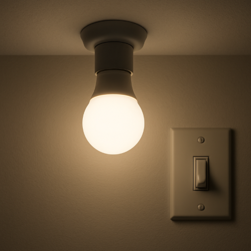 LED light faintly glowing while the wall switch is off