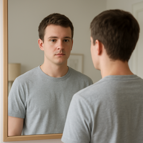 Mirror reflection showing left and right reversal effect