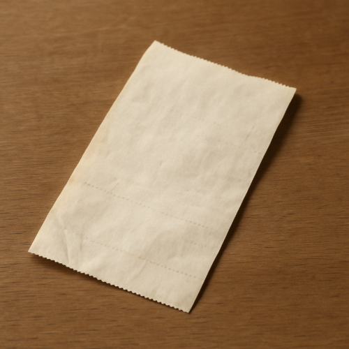 Faded paper receipt on a table