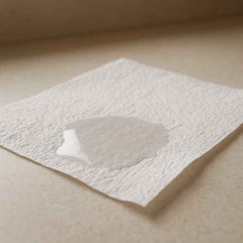 Paper towel soaking up water on a kitchen counter