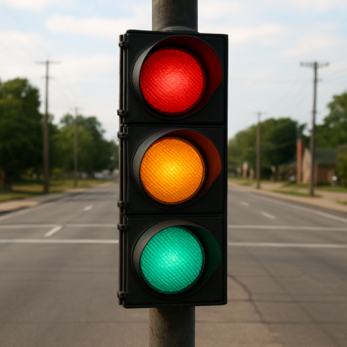 Traffic light at an intersection during daytime
