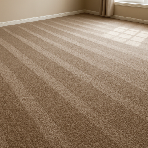 Freshly vacuumed carpet with visible alternating lines