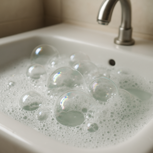 Soap bubbles forming in soapy water