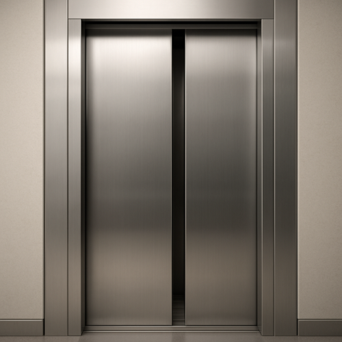 Elevator doors showing sensor strip along frame