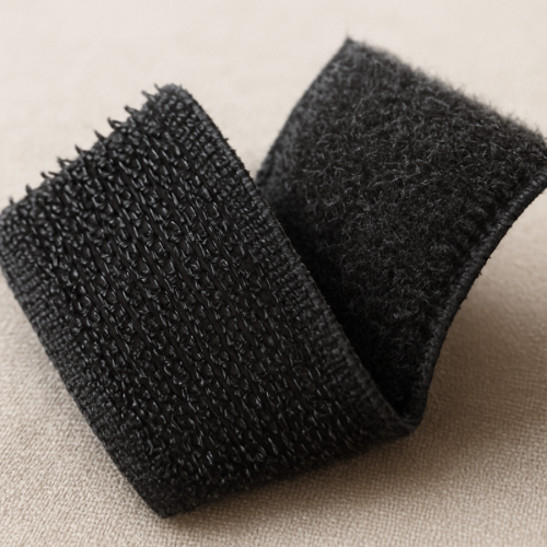 Close-up of hook-and-loop fastener showing hooks and loops