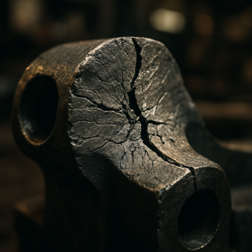 Close-up of metal surface with visible fatigue crack