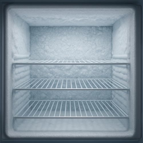 Frost forming on the inside walls of a freezer