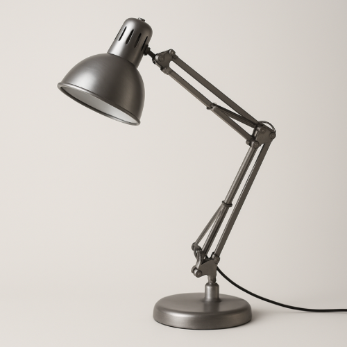 Adjustable desk lamp with articulated arms holding position