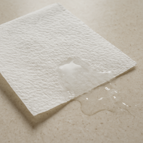 Paper towel absorbing water on a flat surface