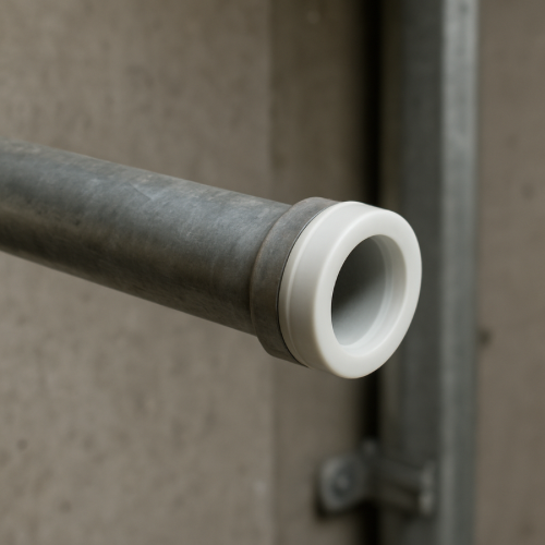 Plastic bushing installed on the end of a metal electrical conduit