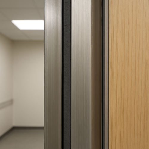 Intumescent fire door seal installed along a door frame edge