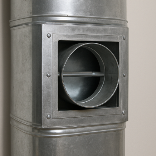 HVAC duct showing an internal airflow damper
