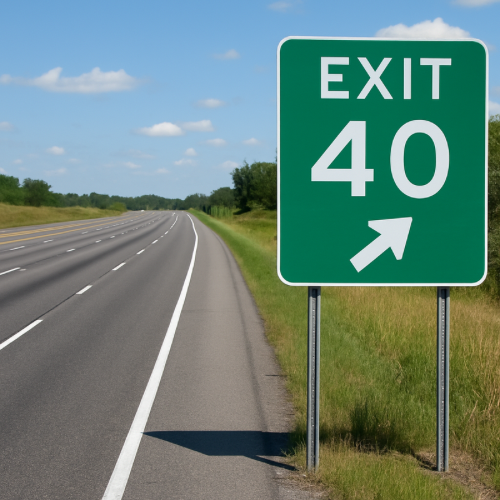 Highway exit sign displaying exit number on interstate