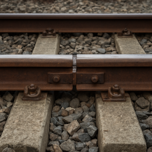 Gap between railroad track sections allowing for thermal expansion
