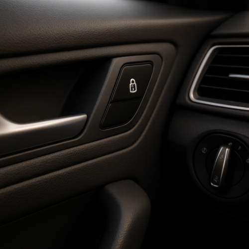 Car door panel with electronic lock control button