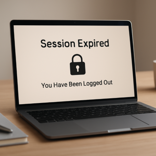 Computer screen showing session expired message