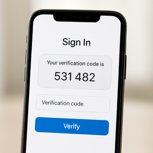 smartphone displaying login verification code message