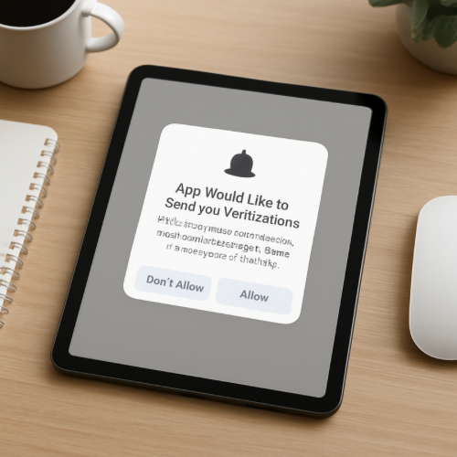 tablet displaying an app notification permission request