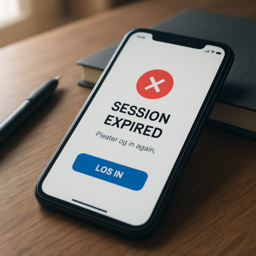 Smartphone displaying session expired message after inactivity