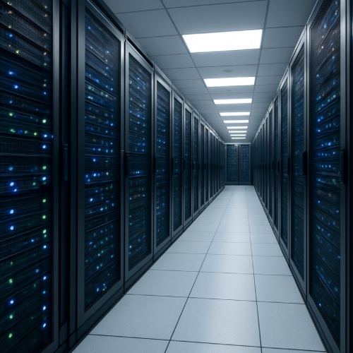 rows of server racks representing website security checks before access