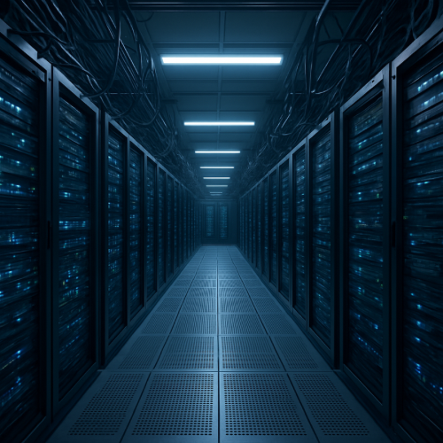 rows of computer servers representing a website service temporarily unavailable message