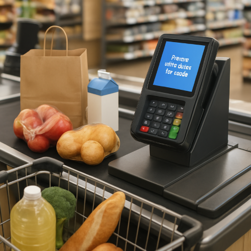 customer entering zip code on store card payment terminal