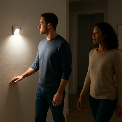 two people using motion sensor device with different results
